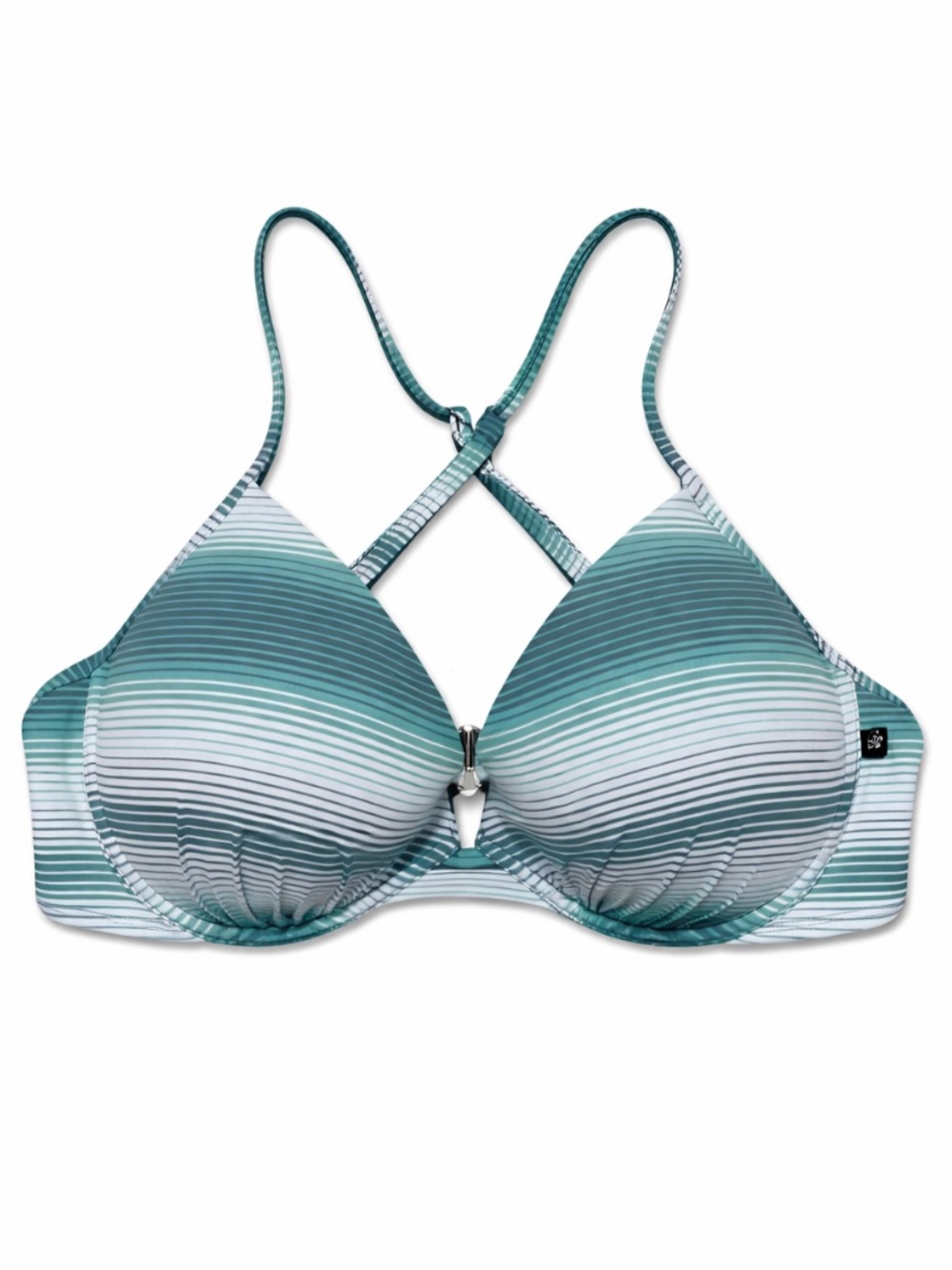 La Vie En Rose Teal & White Striped Bikini Top – Size XL EUC